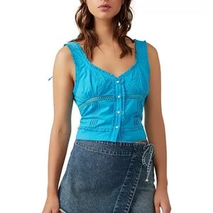 Free People Turquoise Sleeveless Blouse